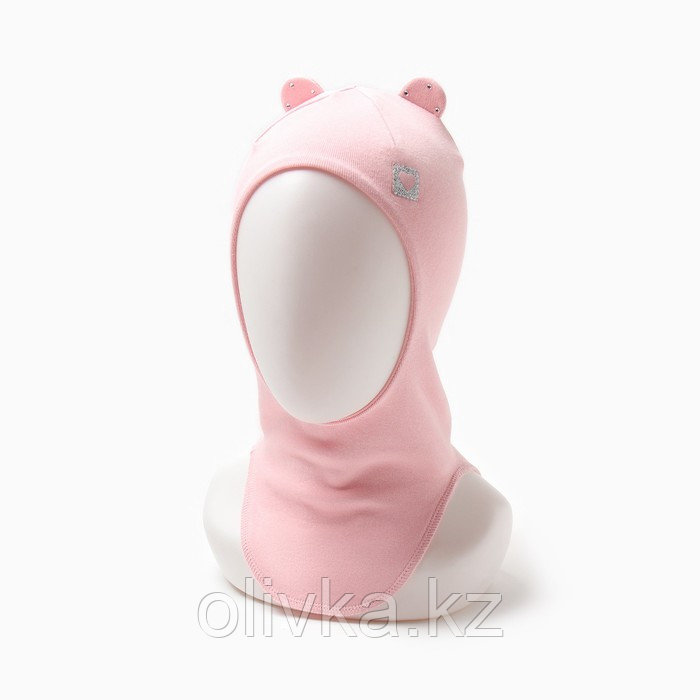 Шапка-мишка для девочки, цвет пудра, размер 42-46 - фото 1 - id-p113238318
