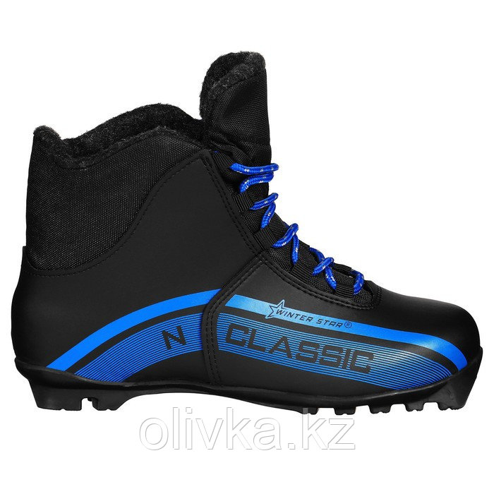 Ботинки лыжные Winter Star classic, NNN, р. 35, цвет чёрный, лого синий - фото 1 - id-p113238341