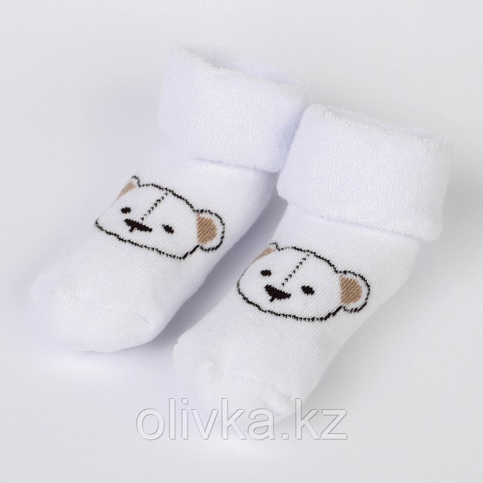 Набор носков для новорождённых 2 пары (4 шт.), махровые от 0 до 6 мес., цвет бежевый/белый - фото 3 - id-p113238371