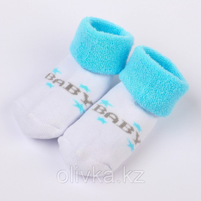 Набор носков для новорождённых 2 пары (4 шт.), махровые от 0 до 6 мес., цвет бирюзовый - фото 3 - id-p113238372