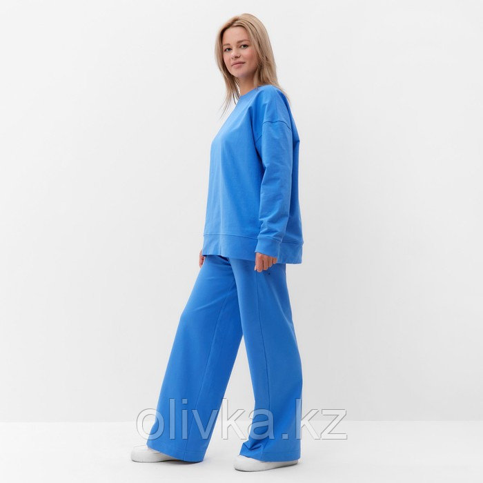 Костюм женский (свитшот/брюки), цвет голубой, размер 42 - фото 3 - id-p113237375