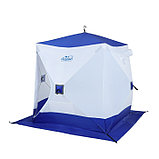 Палатка зимняя куб "СЛЕДОПЫТ", 2.1 х 2.1 м, 4-местная, ткань оксфорд, цвет бело-синий, фото 2