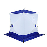 Палатка зимняя куб "СЛЕДОПЫТ", 2.1 х 2.1 м, 4-местная, ткань оксфорд, цвет бело-синий, фото 3