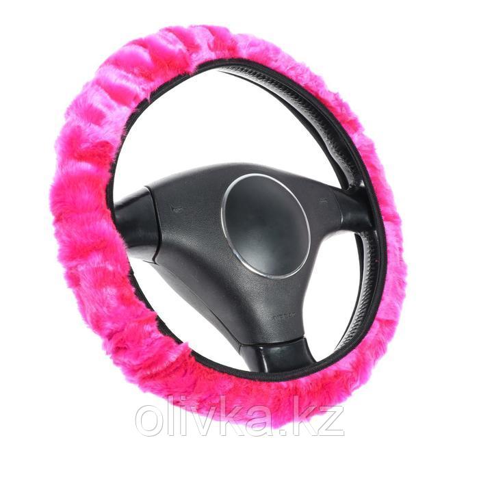 Оплетка на руль TORSO, меховая, мультиразмерная, розовый - фото 1 - id-p113232783