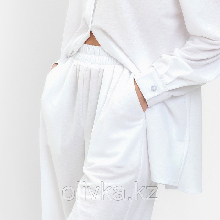 Пижама женская (сорочка, брюки) MINAKU: Home collection цвет белый, р-р 54 - фото 4 - id-p113232792