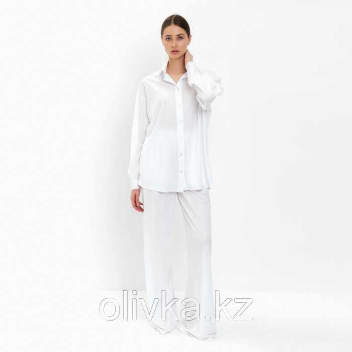 Пижама женская (сорочка, брюки) MINAKU: Home collection цвет белый, р-р 46 - фото 1 - id-p113232455