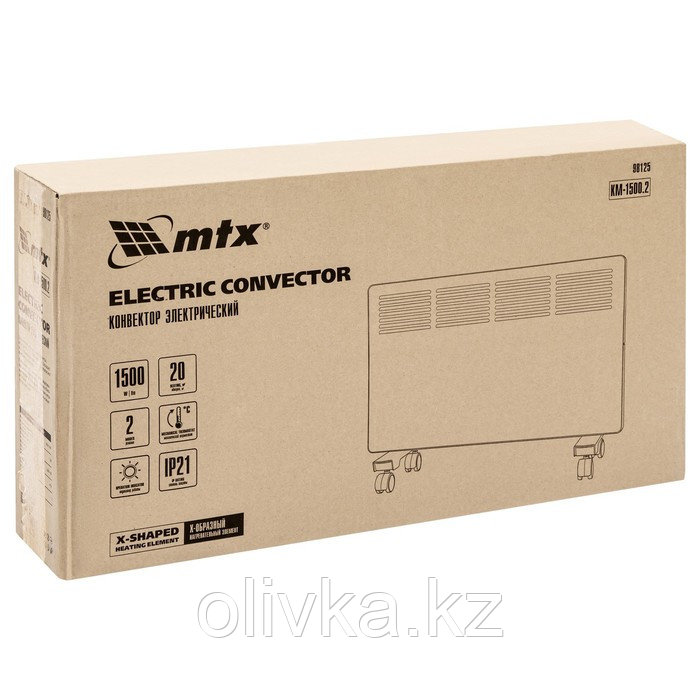 Конвектор MTX КМ-1500.2, электрический, 1500 Вт, X-образный нагреватель, колеса, термостат - фото 8 - id-p113236410