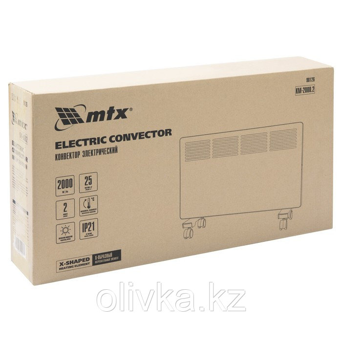 Конвектор MTX КМ-2000.2, электрический, 2000 Вт, X-образный нагреватель, колеса, термостат - фото 8 - id-p113236436