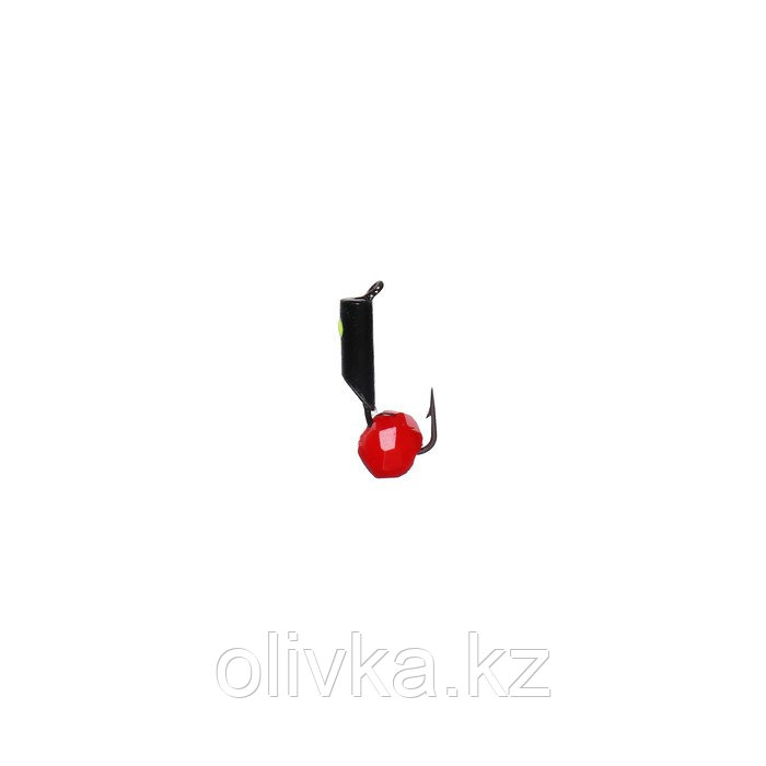 Мормышка Столбик чёрный, лайм глаз + шар гранен красный, вес 0.4 г - фото 2 - id-p113238443