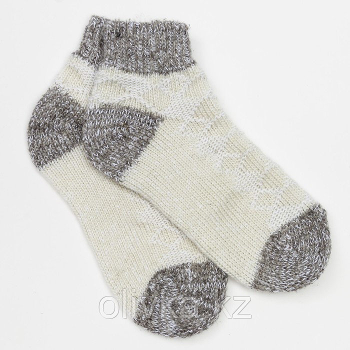 Носки детские шерстяные укороченные, цвет белый/серый, размер 20-22 - фото 1 - id-p113230311