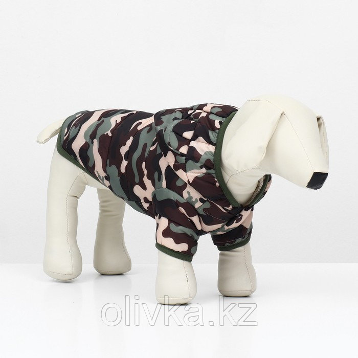 Куртка для собак "Боец" с капюшоном, размер M (ДС 30, ОГ 38 см), камуфляж - фото 1 - id-p113239539