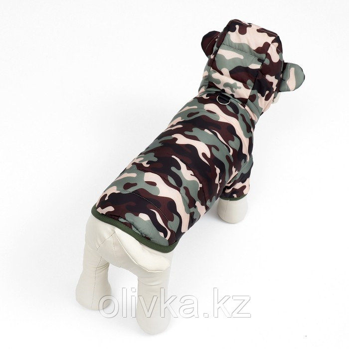 Куртка для собак "Боец" с капюшоном, размер M (ДС 30, ОГ 38 см), камуфляж - фото 5 - id-p113239539