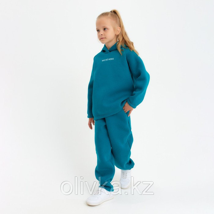 Костюм детский (худи, брюки) MINAKU: Basic Line KIDS, oversize, цвет изумруд, рост 152 - фото 5 - id-p113235308