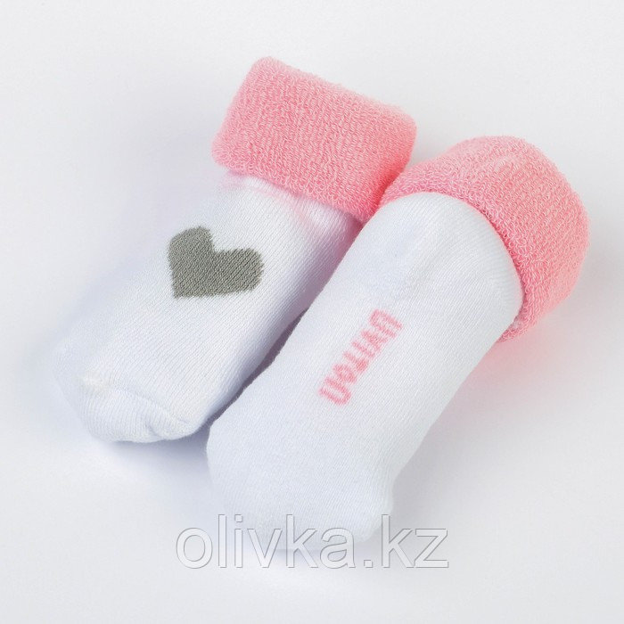 Набор носков для новорождённых 2 пары (4 шт.), махровые от 0 до 6 мес., цвет розовый - фото 5 - id-p113238590