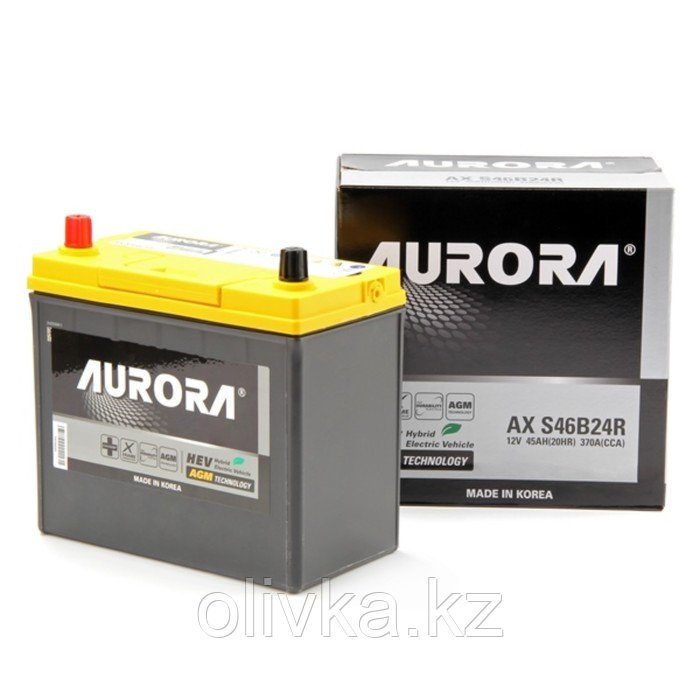 Аккумулятор AURORA JIS AGM AX S46B24R, 45 Ah, 370 A, 236x127x224, прямая полярность - фото 1 - id-p113235870