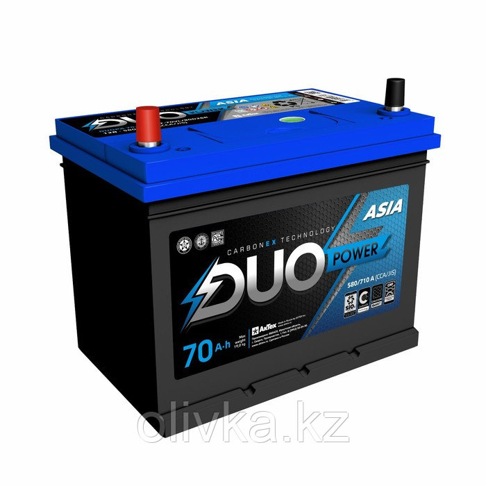 Аккумулятор Duo Power Asia 70 А/ч, 580 А, 260х175х225, прямая полярность - фото 1 - id-p113235886