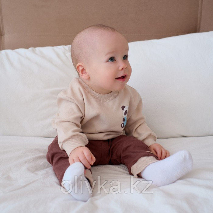 Костюм детский (свитшот, брюки) MINAKU, цвет бежевый/коричневый, рост 62-68 см - фото 2 - id-p113235890