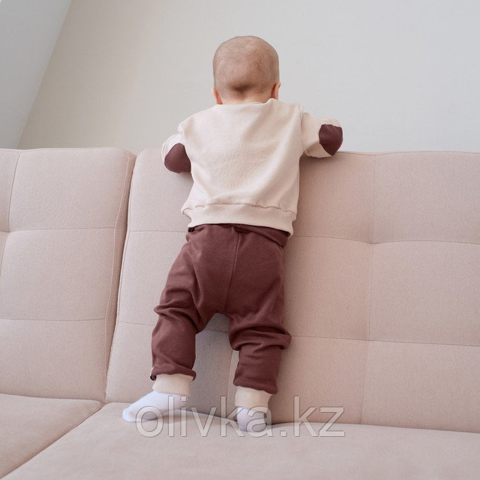 Костюм детский (свитшот, брюки) MINAKU, цвет бежевый/коричневый, рост 62-68 см - фото 3 - id-p113235890