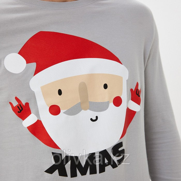 Пижама новогодняя мужская KAFTAN "Santa", цвет красный/серый, размер 48 - фото 4 - id-p113232886