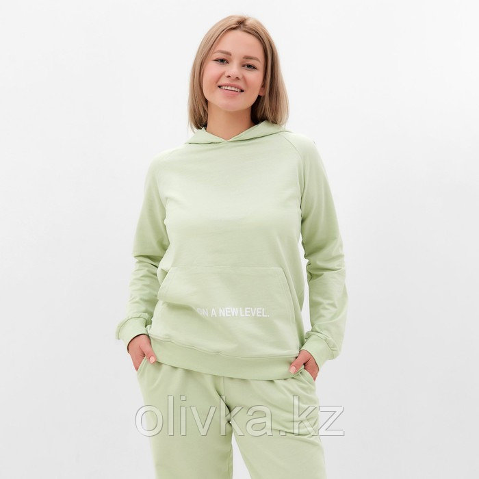 Костюм женский (толстовка, брюки), цвет нежно-зелёный, размер 44 - фото 3 - id-p113237541