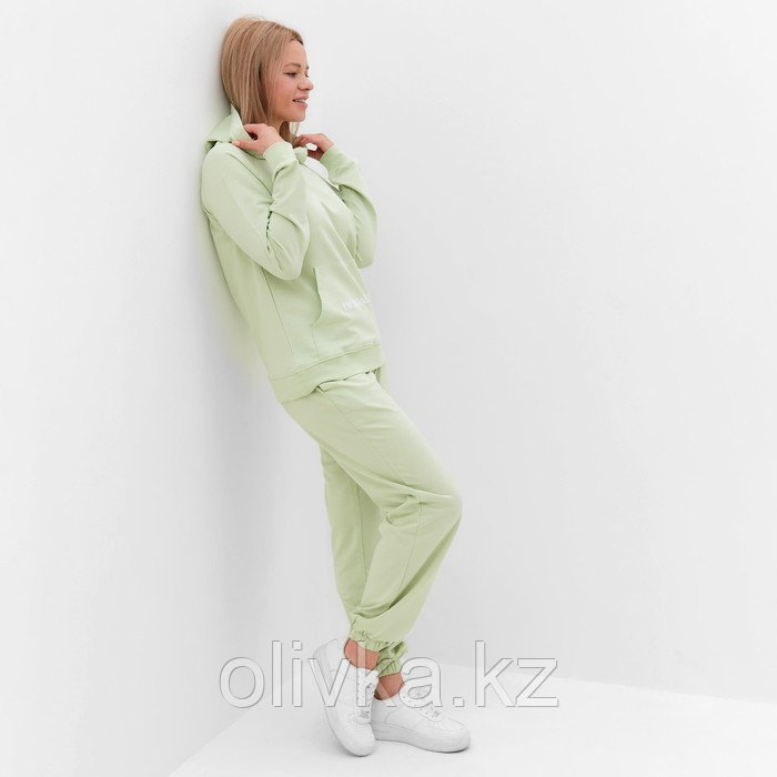 Костюм женский (толстовка, брюки), цвет нежно-зелёный, размер 44 - фото 6 - id-p113237541