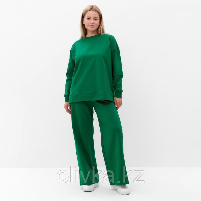 Костюм женский (свитшот/брюки), цвет зелёный, размер 44 - фото 1 - id-p113237546