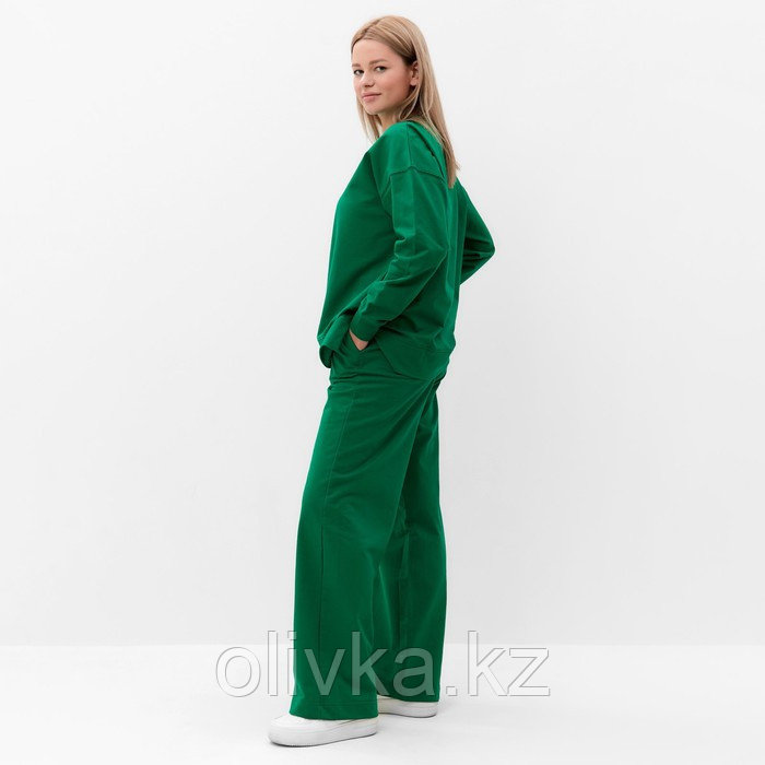 Костюм женский (свитшот/брюки), цвет зелёный, размер 44 - фото 5 - id-p113237546