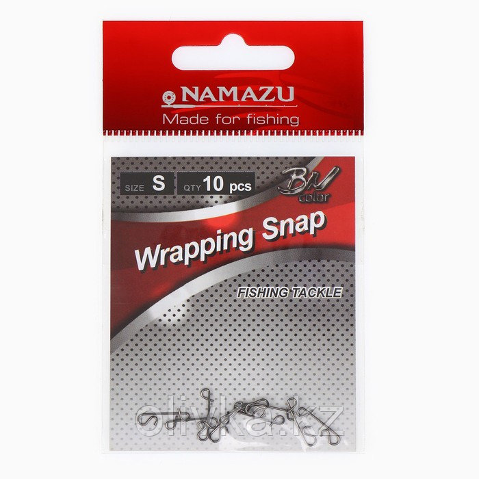 Безузловая застежка Namazu WRAPPING SNAP, тест 4 кг, размер S, цвет BN, 10 шт. - фото 1 - id-p113236828
