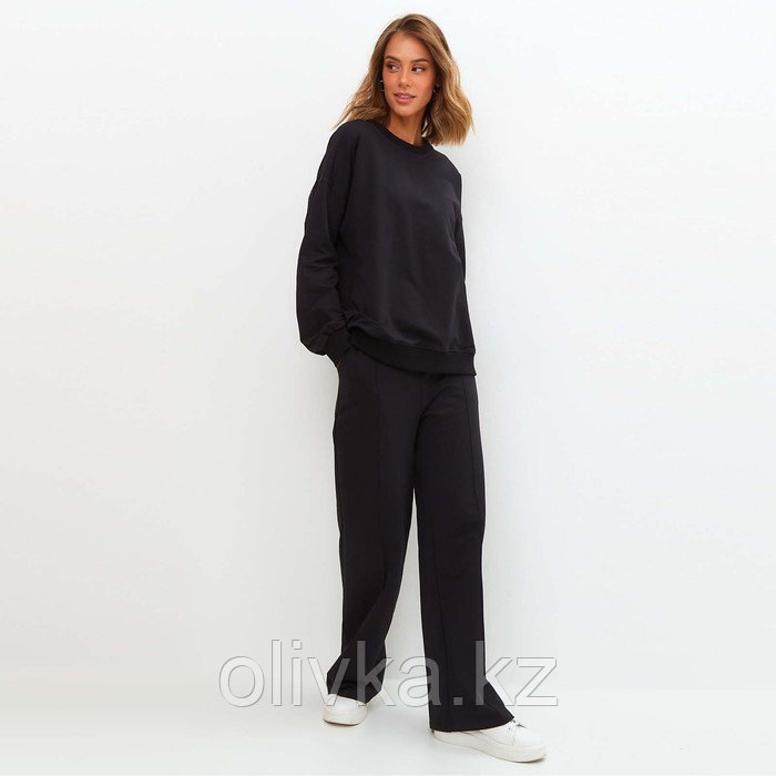 Костюм женский (толстовка/брюки), цвет чёрный, размер 52 - фото 5 - id-p113238751
