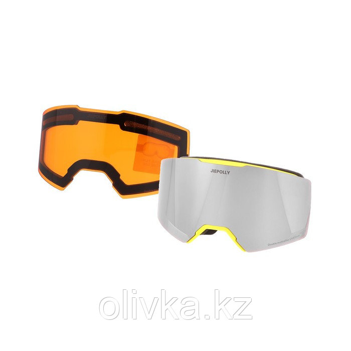 Очки-маска Premium, для мото, съемное двухслойное стекло, два стекла оранжевый, серый - фото 2 - id-p113237694