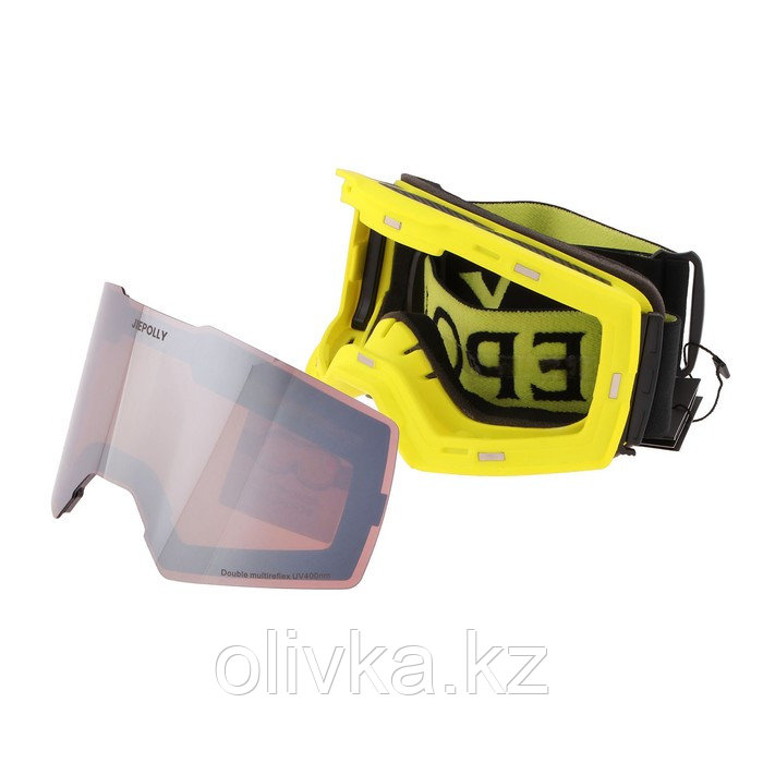 Очки-маска Premium, для мото, съемное двухслойное стекло, два стекла оранжевый, серый - фото 3 - id-p113237694