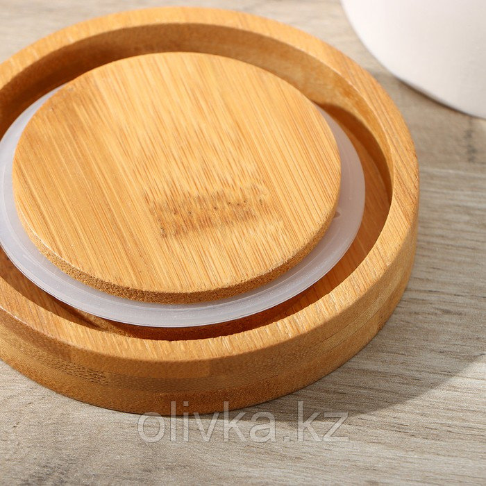 Набор банок керамических для сыпучих продуктов на деревянной подставке «Эстет. Ручки», 3 предмета: 750 мл, - фото 3 - id-p113242252