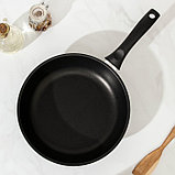 Сковорода «Традиция», 26×6 см, пластиковая ручка, стеклянная крышка, антипригарное покрытие, цвет чёрный, фото 2