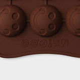 Форма силиконовая для льда и кондитерских украшений Доляна «Шарик смайл», 20×10 см, 15 ячеек, цвет шоколадный, фото 5