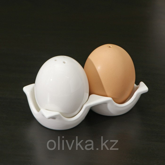Набор фарфоровый для специй BellaTenero «Яйца», 3 предмета: солонка 60 мл, перечница 60 мл, подставка, цвет - фото 2 - id-p113242327