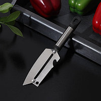 Шинковка, нож для нарезки, открывалка Доляна «Помощник», 3 в 1, 19,5 см (лезвие 9,8 см), цвет серебряный,