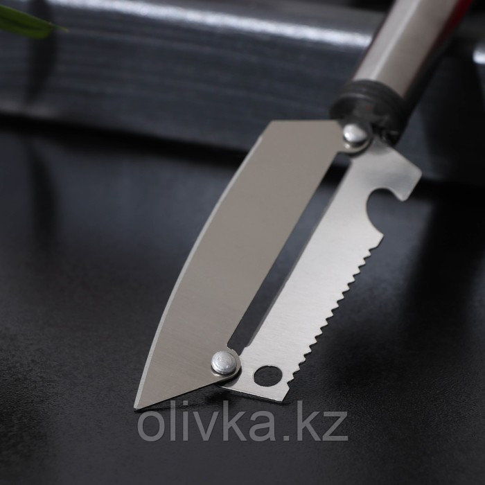 Шинковка, нож для нарезки, открывалка Доляна «Помощник», 3 в 1, 19,5 см (лезвие 9,8 см), цвет серебряный, - фото 2 - id-p113242339