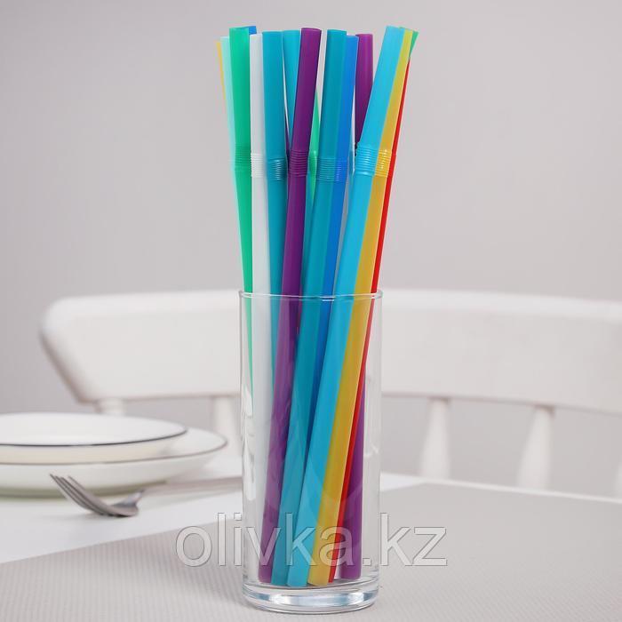 Трубочки одноразовые для коктейля Доляна, 0,8×24 см, 100 шт, с гофрой, цвет микс - фото 1 - id-p113245153