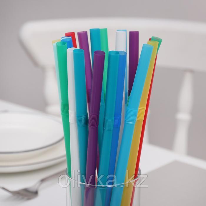 Трубочки одноразовые для коктейля Доляна, 0,8×24 см, 100 шт, с гофрой, цвет микс - фото 2 - id-p113245153