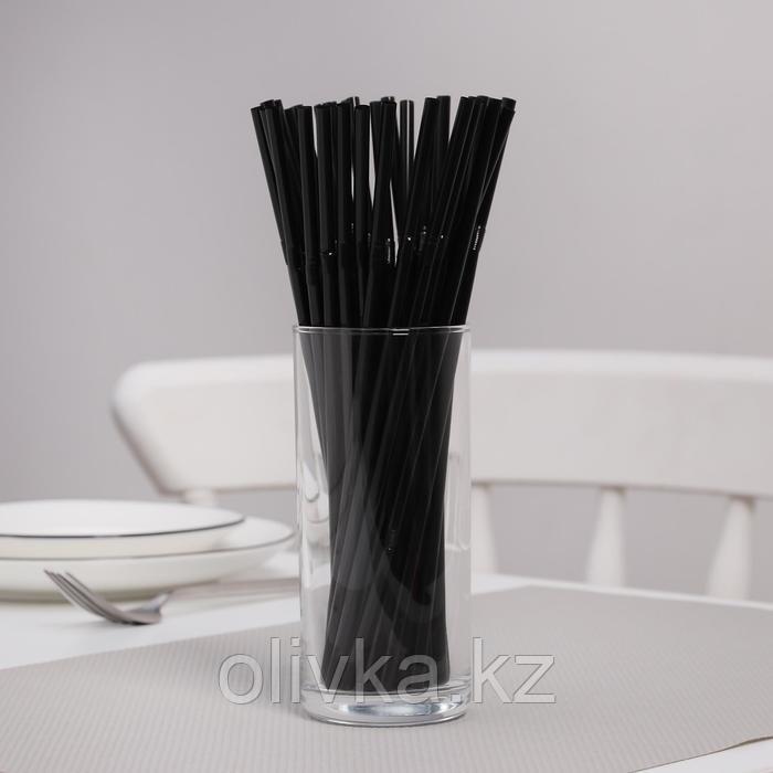 Трубочки одноразовые для коктейля Доляна, 0,5×21 см, 250 шт, с гофрой, цвет чёрный - фото 1 - id-p113245155