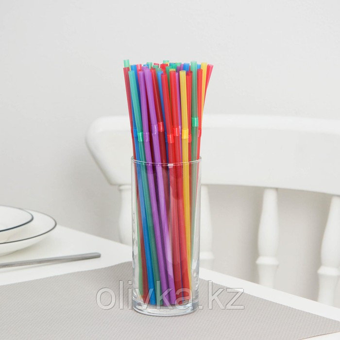 Трубочки одноразовые для коктейля Доляна, 0,5×21 см, 250 шт, цвет микс - фото 1 - id-p113245157