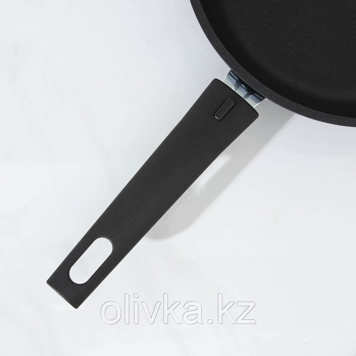 Сковорода «Традиция», d=22 см, стеклянная крышка, съёмная ручка, антипригарное покрытие, цвет чёрный - фото 4 - id-p113242359