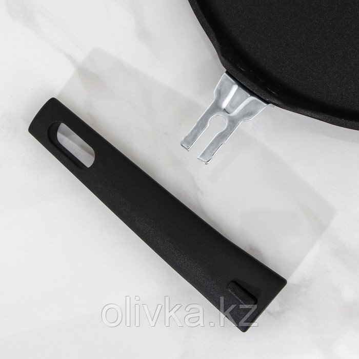 Сковорода блинная «Традиция», d=24 см, съёмная ручка, антипригарное покрытие, цвет чёрный - фото 5 - id-p113242361
