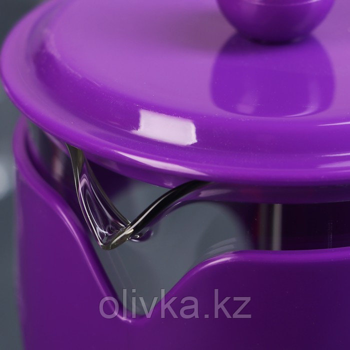 Чайник заварочный френч - пресс Доляна «Комплимент», 800 мл, стекло, цвет фиолетовый - фото 2 - id-p113244272