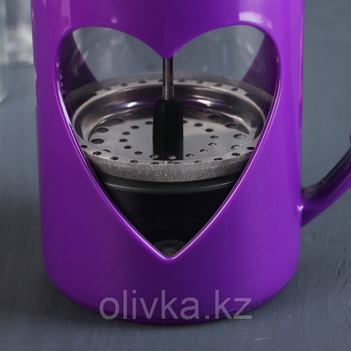 Чайник заварочный френч - пресс Доляна «Комплимент», 800 мл, стекло, цвет фиолетовый - фото 5 - id-p113244272