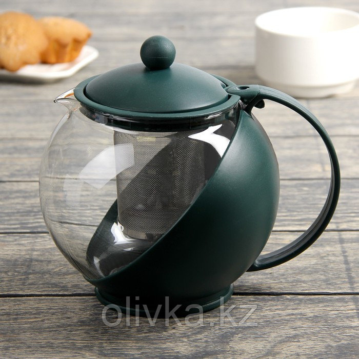 Чайник стеклянный заварочный «Забота», 1,25 л, с металлическим ситом, цвет МИКС - фото 1 - id-p113243333