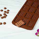 Форма силиконовая для шоколада Доляна «Плитка», 21,5×10,7 см, 12 ячеек (2,7×3,9 см), цвет шоколадный, фото 2