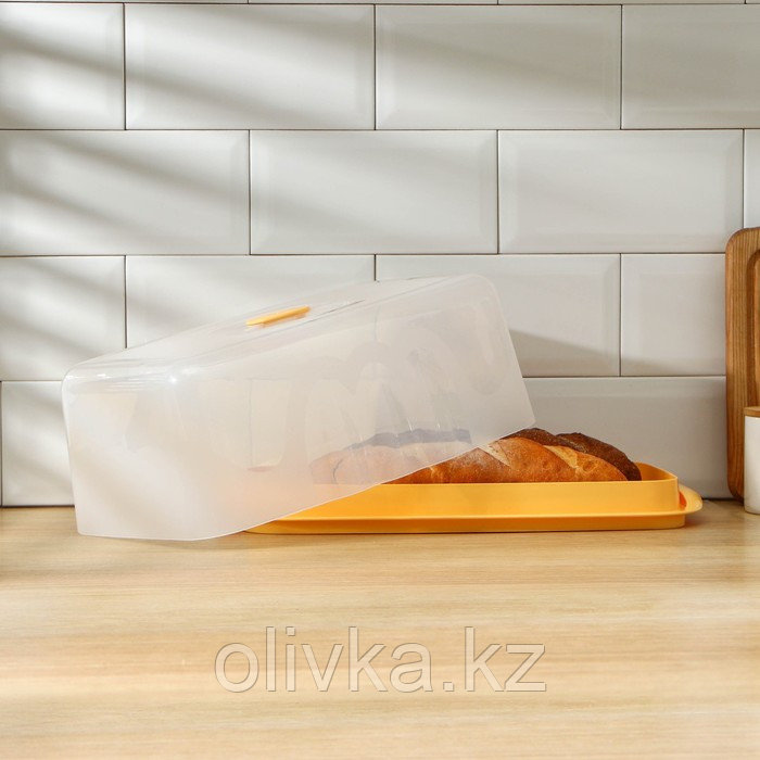 Хлебница с прозрачной крышкой, 36×22×13,5 см, цвет МИКС - фото 2 - id-p113244327