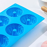 Форма силиконовая для выпечки Доляна «Немецкий кекс», 17×27 см, 6 ячеек, цвет МИКС, фото 3