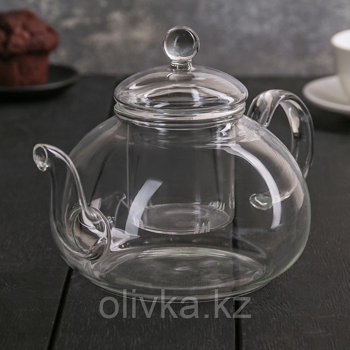 Чайник заварочный со стеклянным ситом, 1 л - фото 3 - id-p113243412